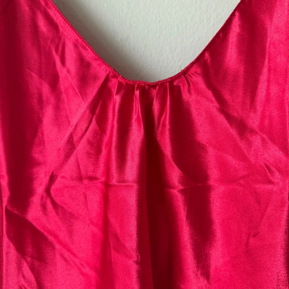 Victoria's Secret red Satin Slip Nightgown Open Back Chemise L